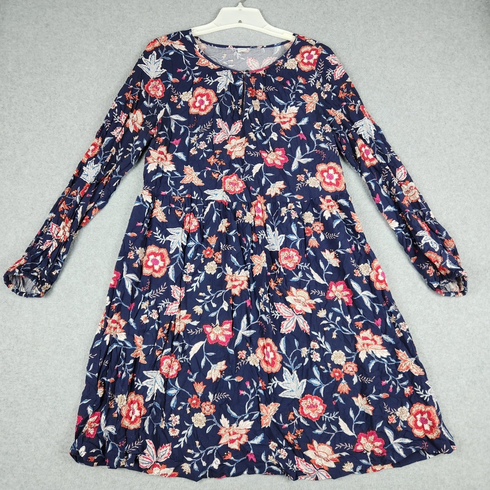 Old Navy Dress Womens Small Blue Floral Boho Bohemian Cottagecore Long Sleeve